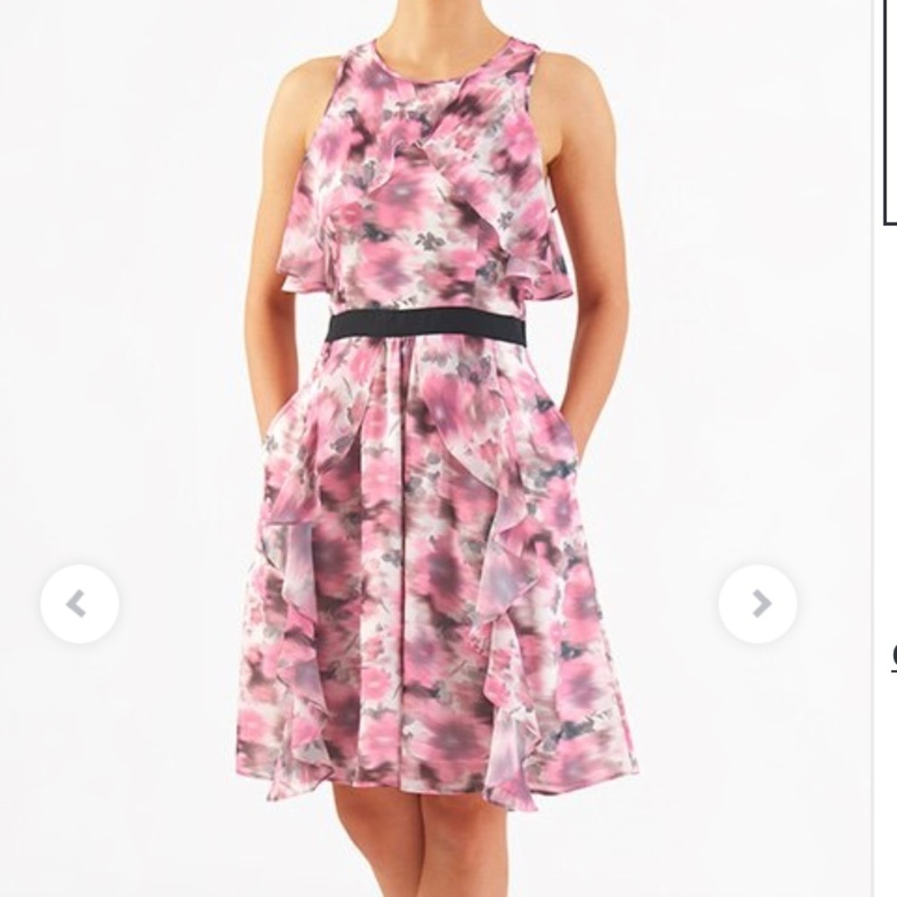 eShakti Pink Floral Midi Dress